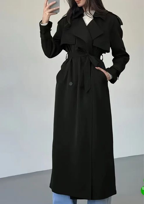 Жіночий стильний Тренч/пальто жіноче з поясом Л(але буде на С/М)