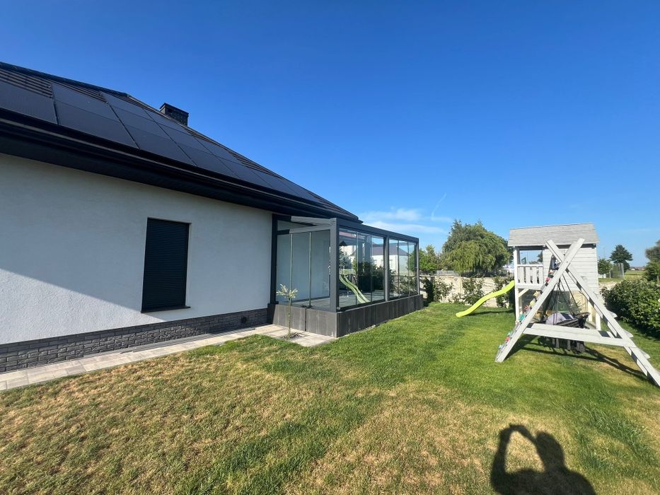 Ogród zimowy, zabudowy szklane , system przesuwny