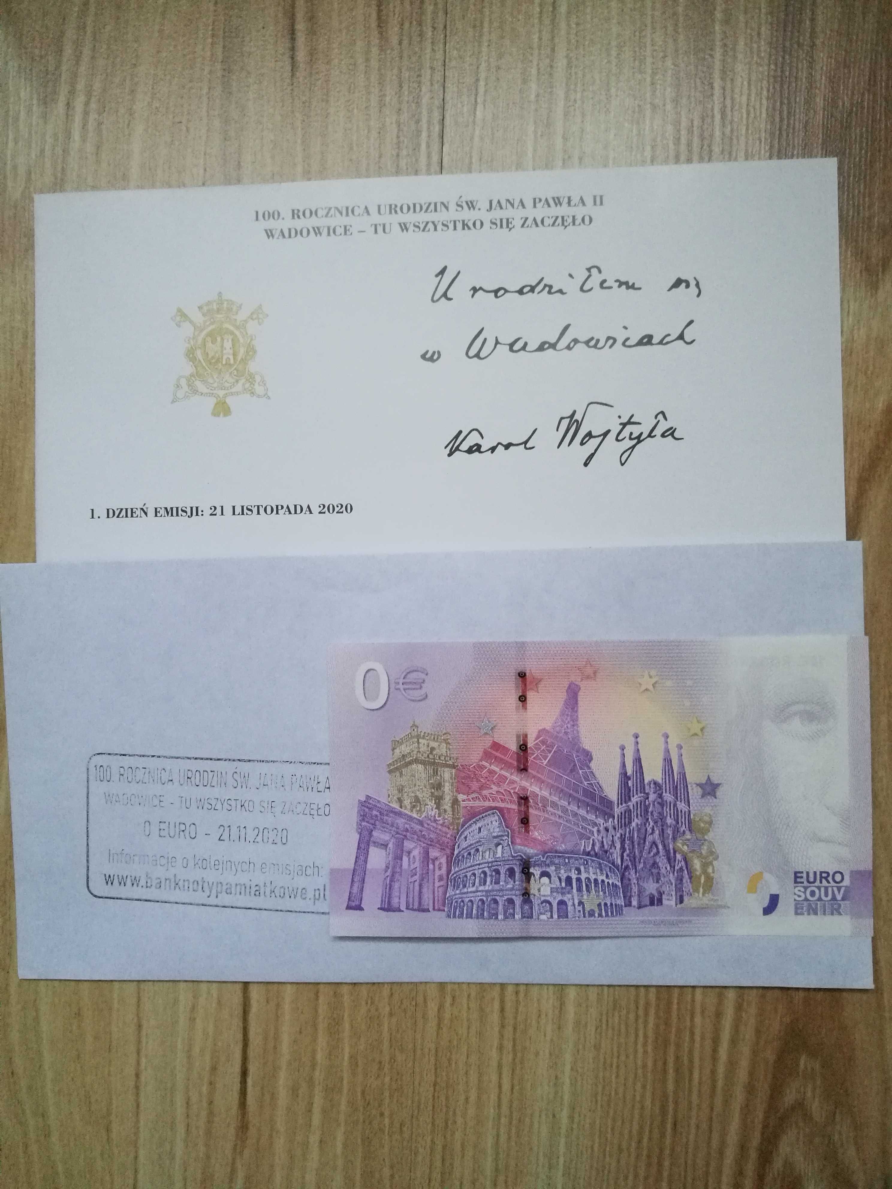 Banknot 0 Euro Jan Paweł II Wadowice