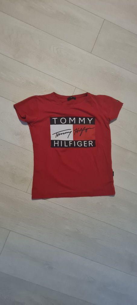 Czerwony T-shirt Tommy Hilfilger S L