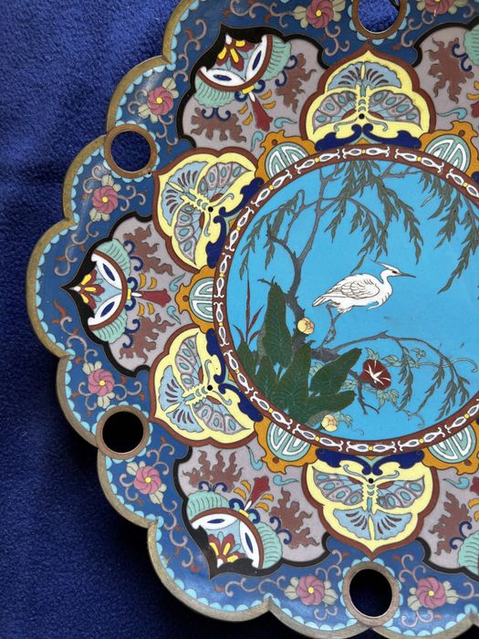 Японская настенная тарелка клуазоне, 31см