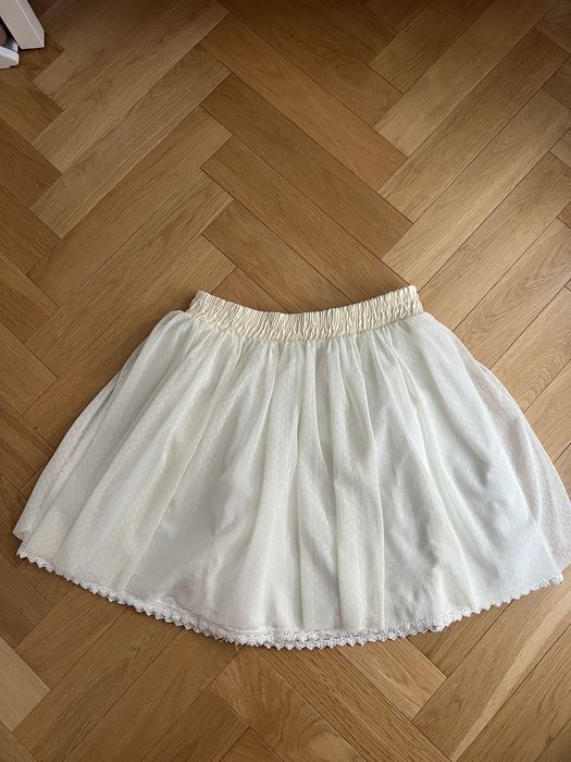 Spódniczka S stradivarius kremowa mini tiulowa rozkloszowana dziewczęc
