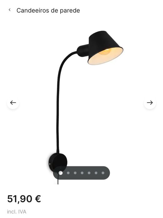 Candeeiro de parede Brello preto (2 unidades)