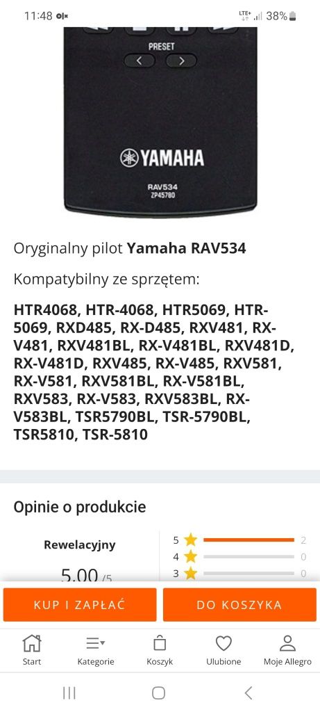 oryginalny pilot yamaha RAV 534  ZP45780