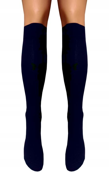 Podkolanówki Bawełniane Czarne Gładkie Kryjące Damskie 35-38