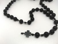Różaniec naszyjnik lawa wulkaniczna hematyt