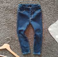 Jeansy, legginsy, slim fit, rurki h&m, r. 98