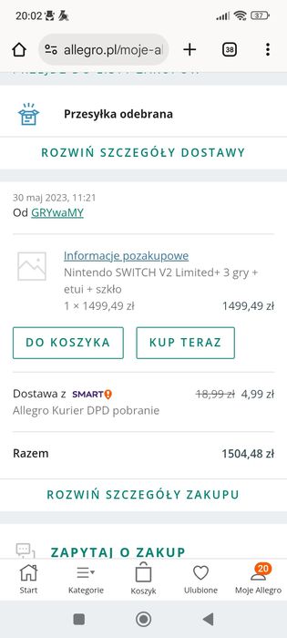 Nintendo switch V2 Limited plus 3 gry etui i szklo