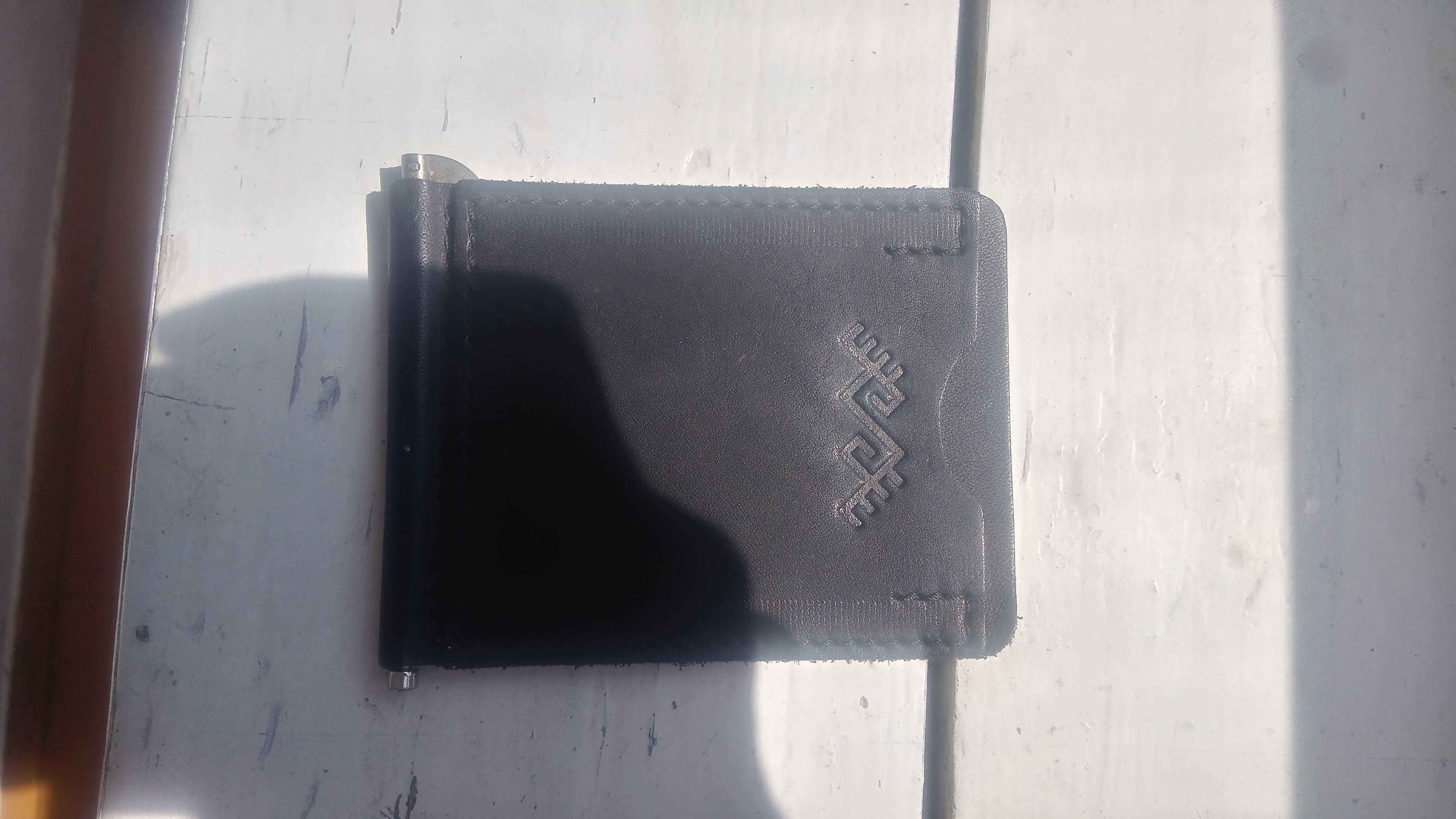 Зажим для денег и купюр кожаный кошелек портмоне бумажник