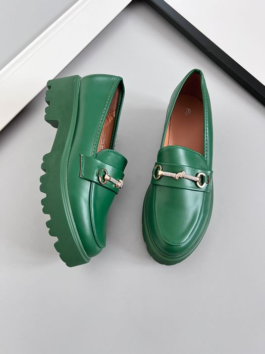 38 Sklep Nowe mokasyny damskie butelkowa zieleń YDF20A