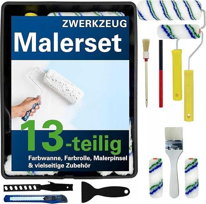 Zestaw Malarski 13 części Pędzel Kuweta Wałek itp