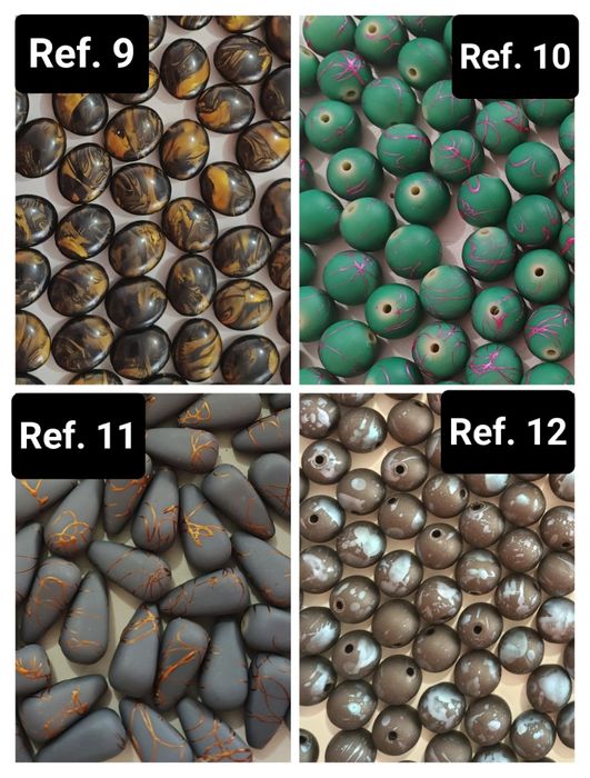 Vários tipos de missangas