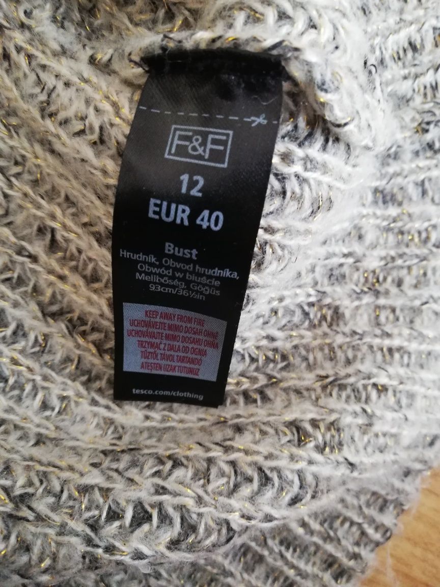 Sweter ze złotą nitką r 40/42,XL F&F