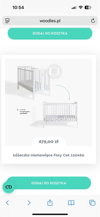 Woodies Łóżeczko dziecięce 120x60 + materac