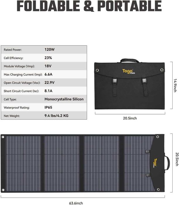Panel słoneczny solarny 120W TOGO POWER POZNAŃ biwak camping