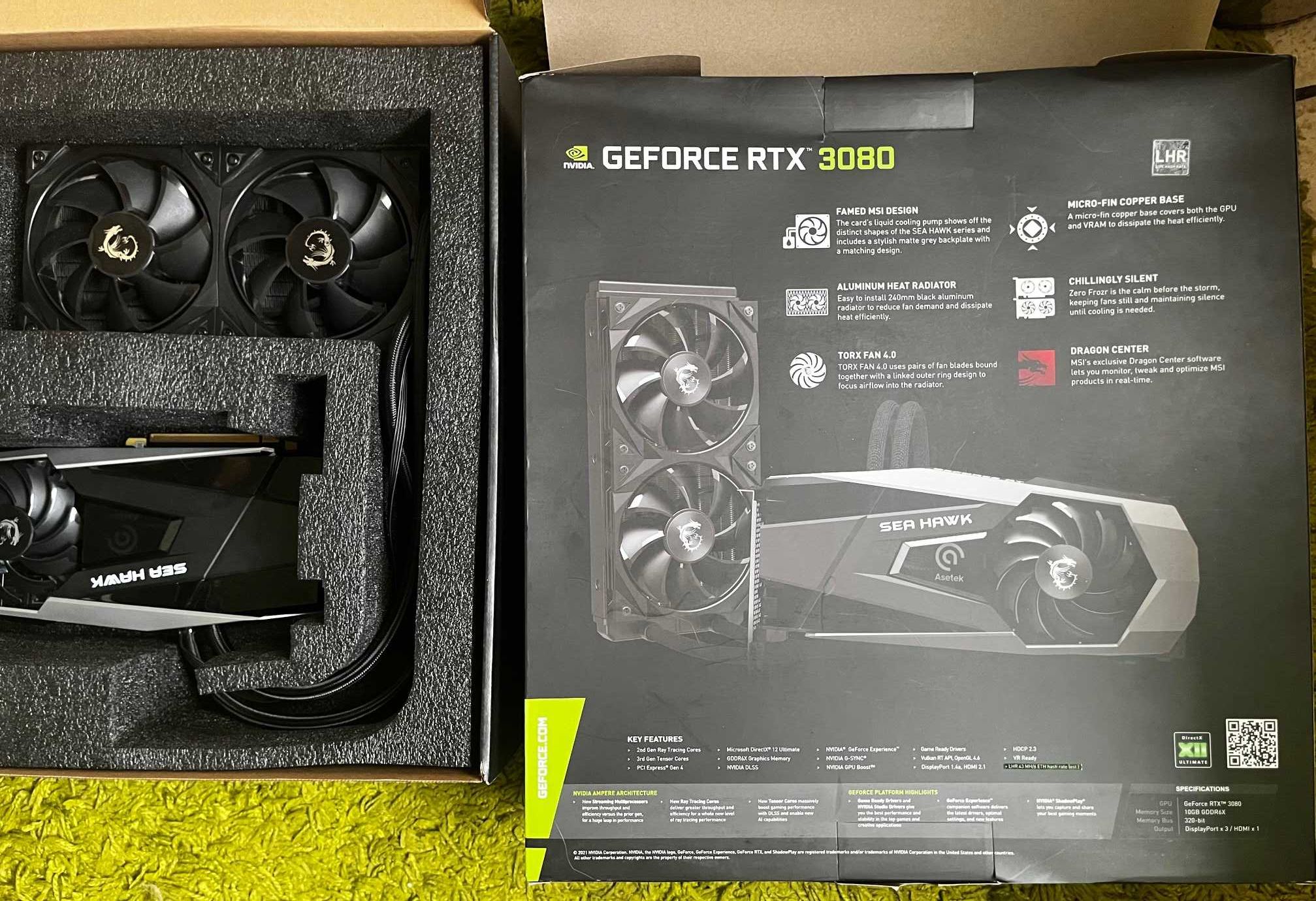 Видеокарта MSI RTX 3080 10GB  SEA HAWK X 10G, нужен сервис помпы !!!