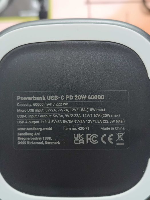 Новый PowerBank УМБ Sandberg USB-C PD 20W 60000 мАч