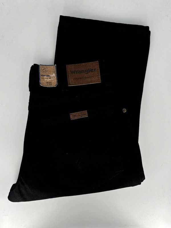 Wrangler Regular Fit W30 L32 Męskie Jeansy Czarne 100% Bawełna Denim