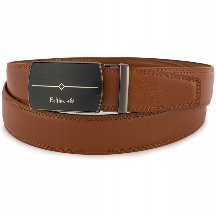 Pasek męski skórzany do spodni jeans casual automat gładka skóra 110