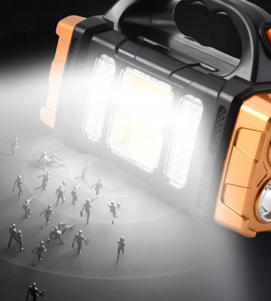 Latarka akumulatorowa solarna turystyczna 68 LED USB szperacz halogen