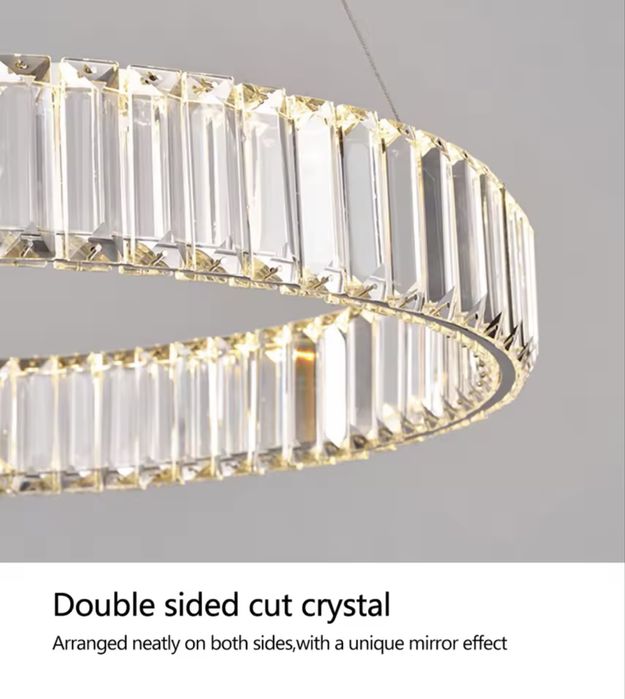 Elegancki Kryształowy Żyrandol LED 2 Okręgi