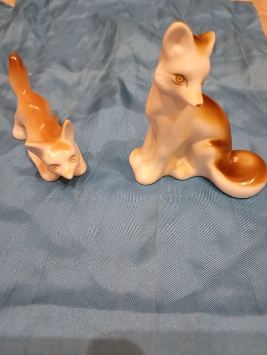 Статуетка порцелянова, Лисиця і лисиня, фарфорова, вінтаж!