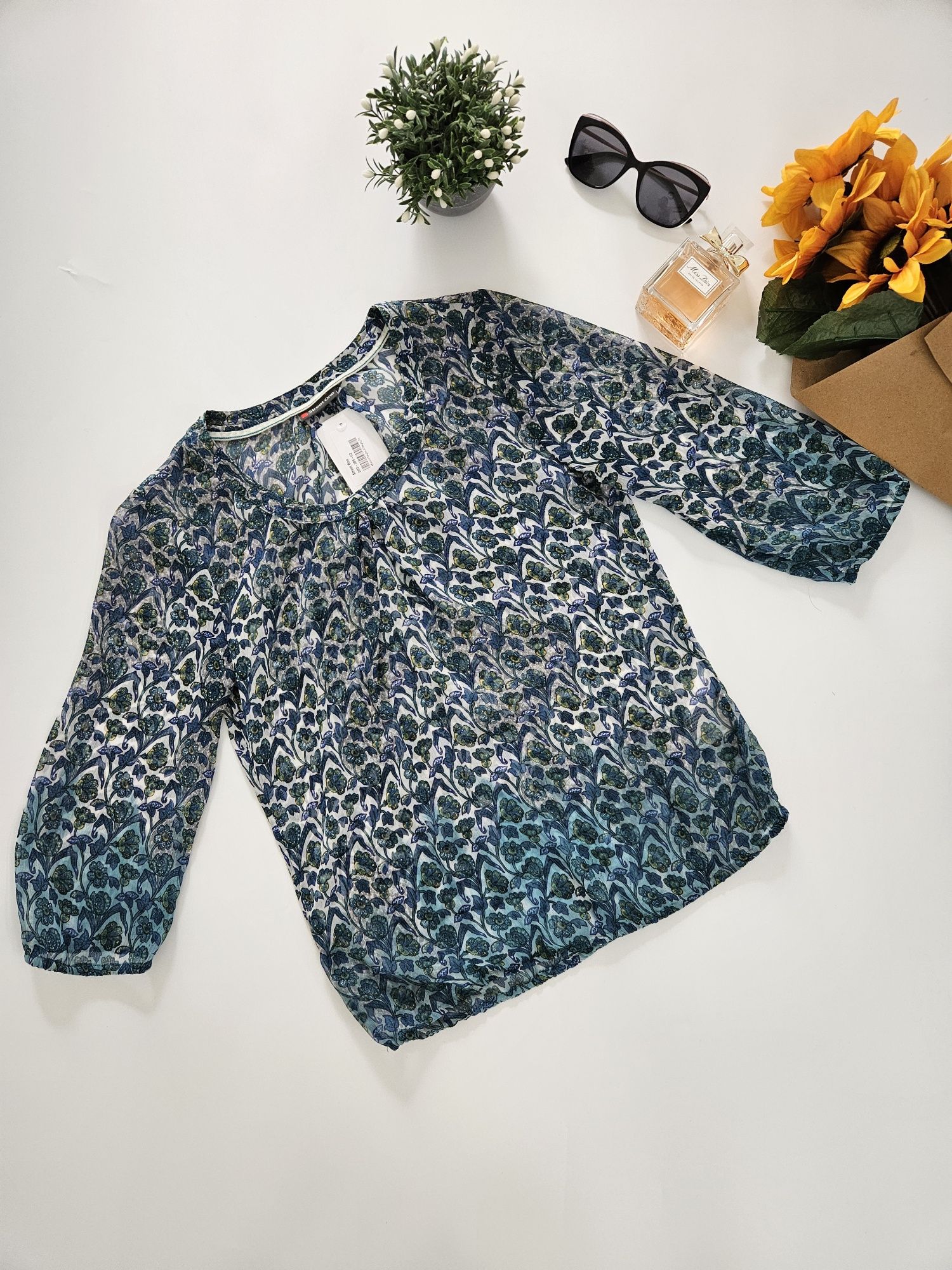 Bluzka damska letnia prześwitująca Street One 36 S kwiaty print flower