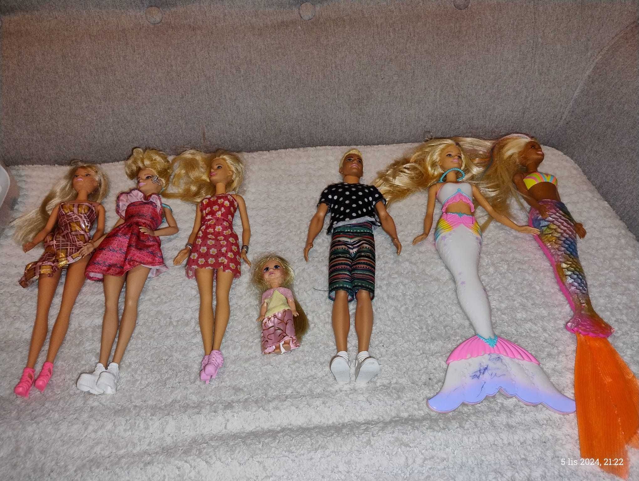 Zestaw Barbie – 6 lalek + auto + akcesoria + pojemniki