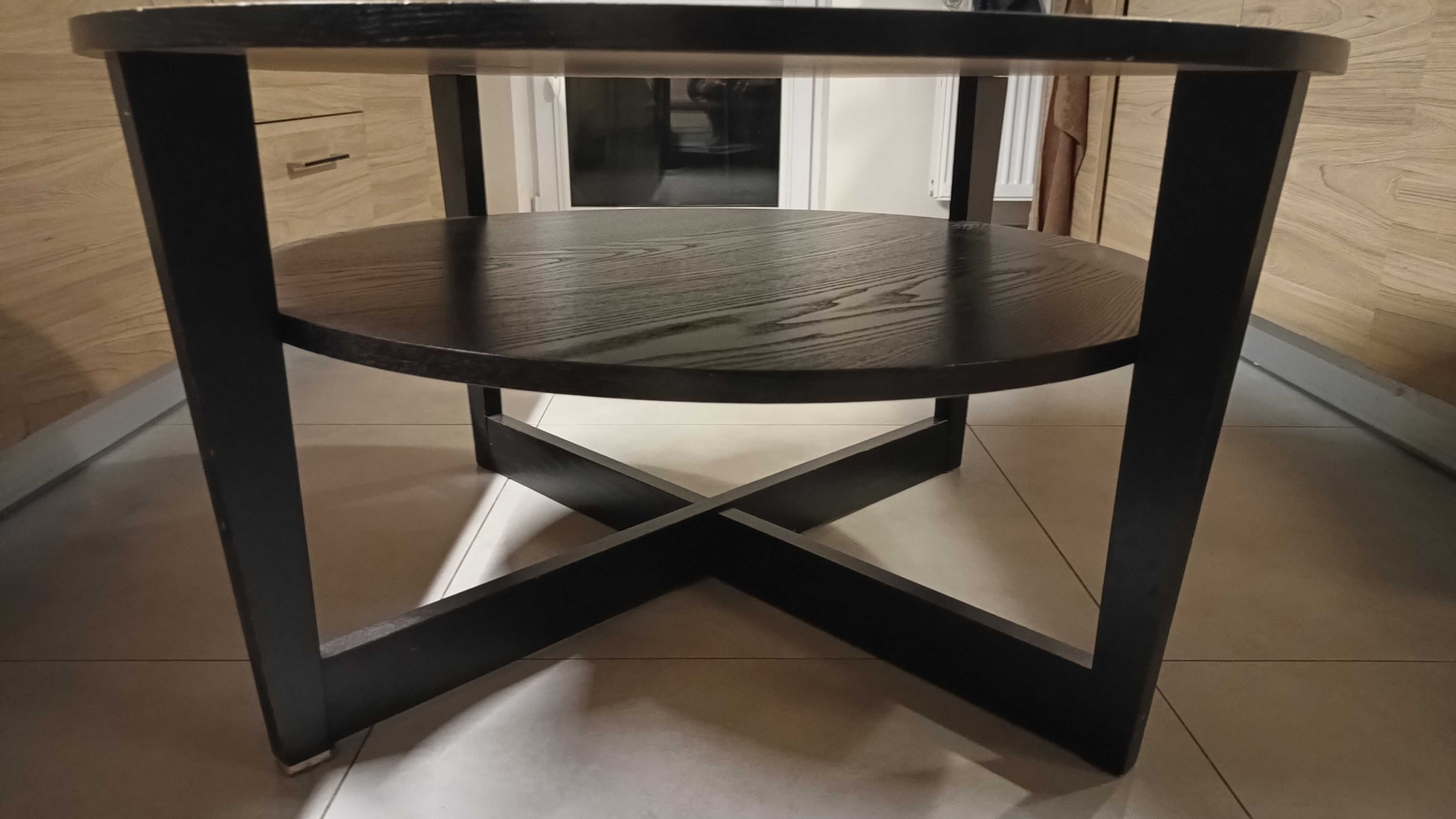 Okazja! Duży, okrągły, czarny stolik Ikea Vejmon 90 cm, Lublin
