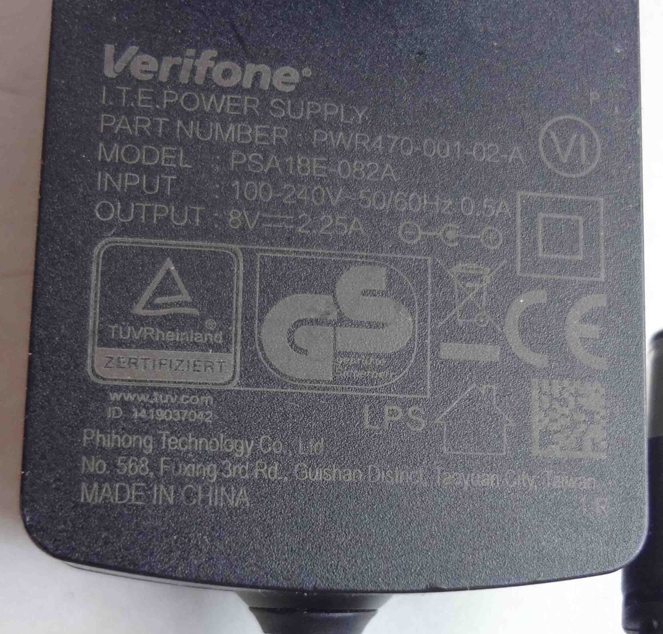 Оригинальный блок питания Verifone 8V 2.25A PSA18E-082A