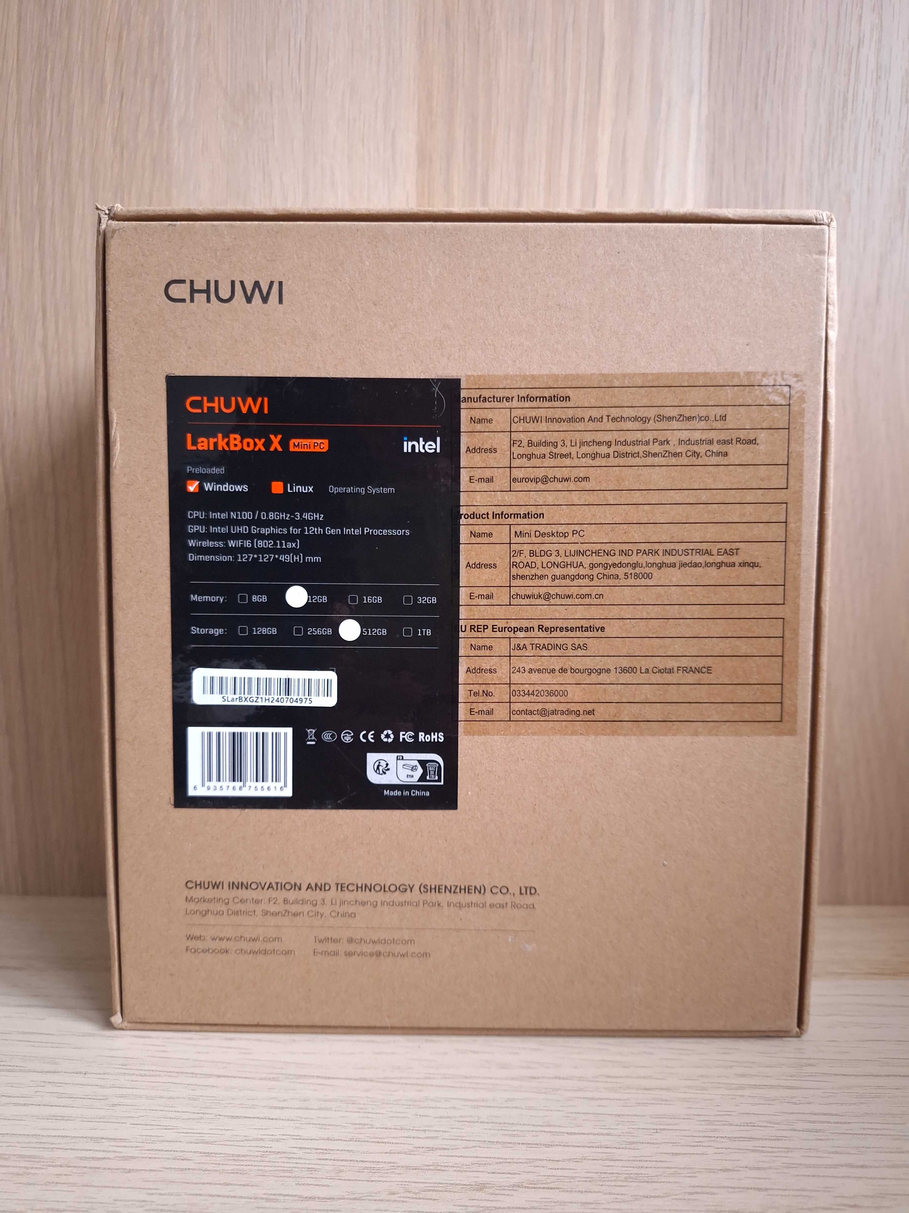 CHUWI LarkBox X Mini PC | Intel N100 12 GB RAM 512GB SSD Wi-Fi 6 NOWY