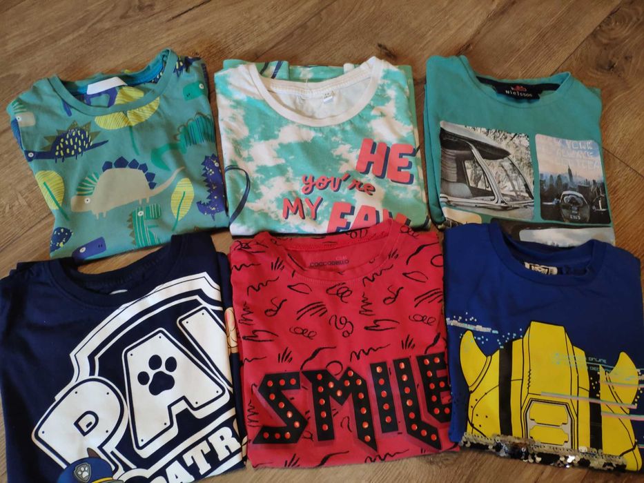 Jak nowe t-shirty chłopięce 6 sztuk,roz 116/122