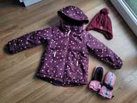 Kurtka zimowa H&M, burgund + czapka + rękawice