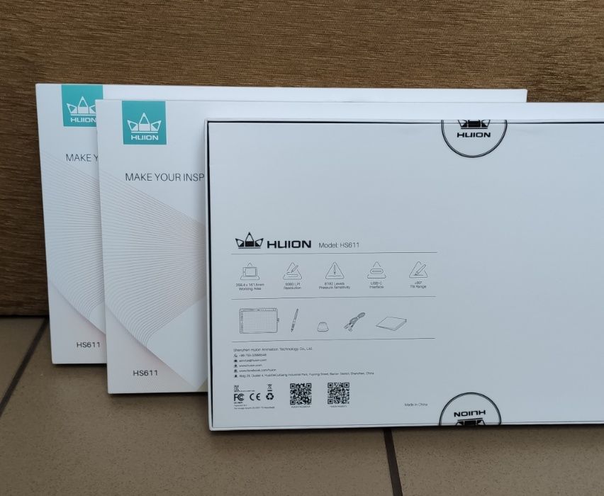 Новий Huion HS611 space grey/coral red/Starry blue Графический планшет