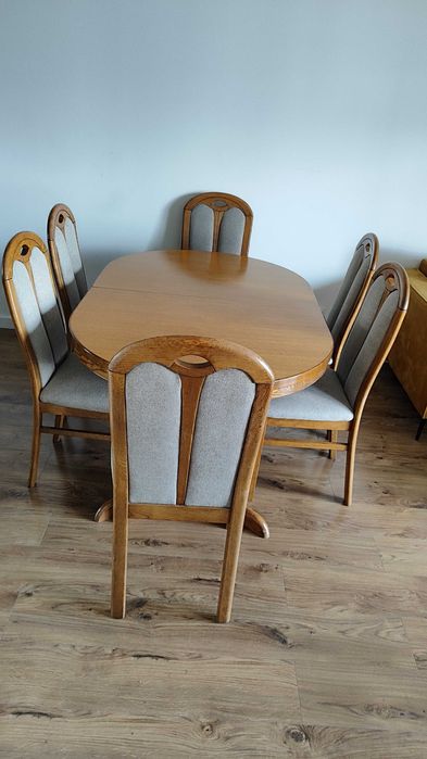 Stół rozkładany 160x100 + 6 krzeseł