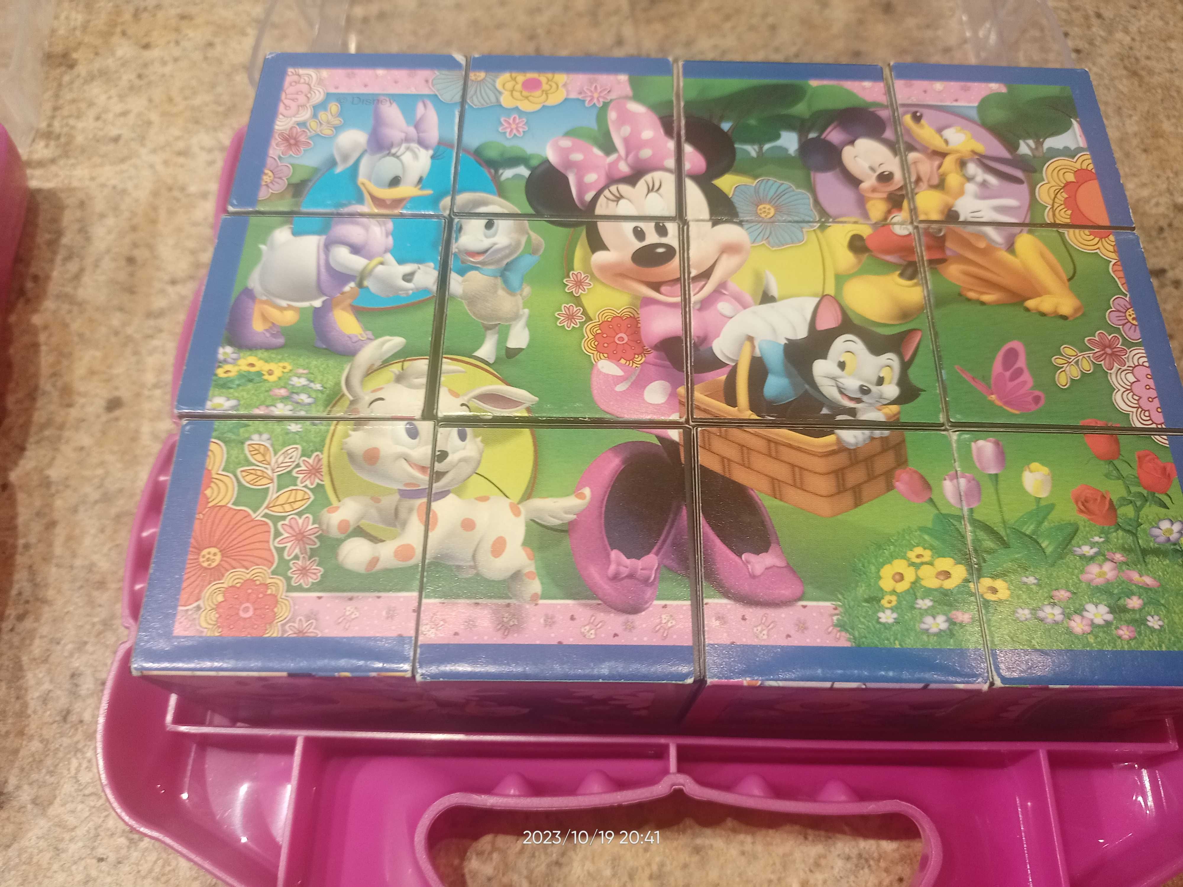Klocki kostki puzzle Disney Minnie, Sofia 2 szt