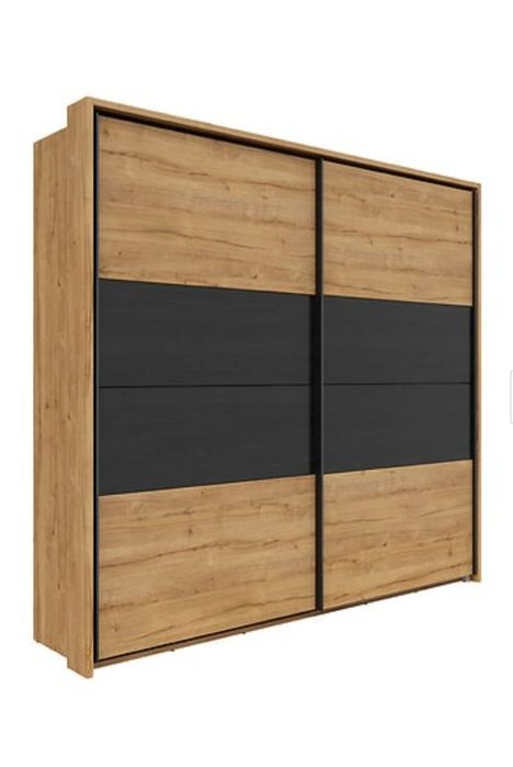 Szafa przesuwna Maio 240 cm dąb waterford/dąb czarny z listwą maskując