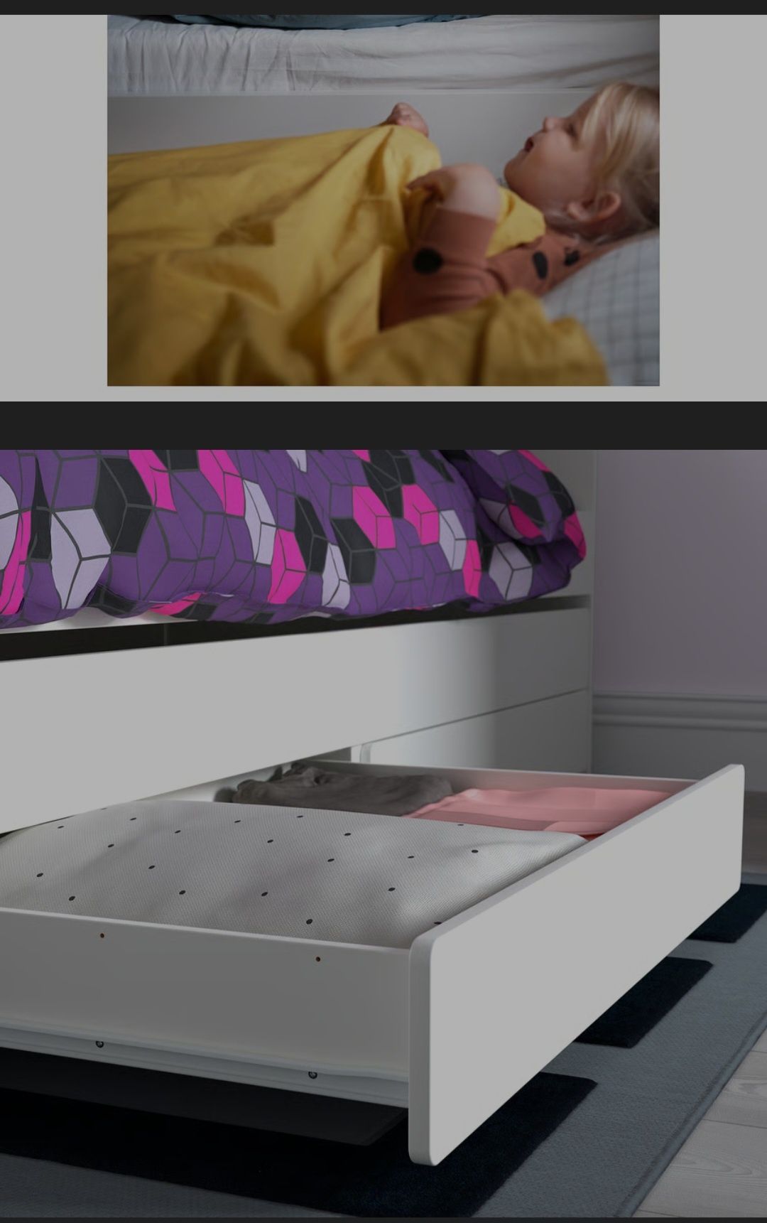 Dolne pojemniki i wysuwane łóżko do łóżka SLÄKT Ikea 
Rama