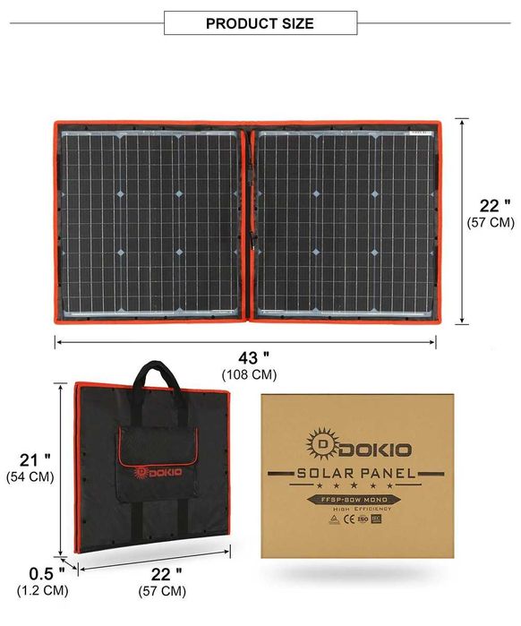 Сонячна панель Dokio 80W нова з контролером та перехідниками