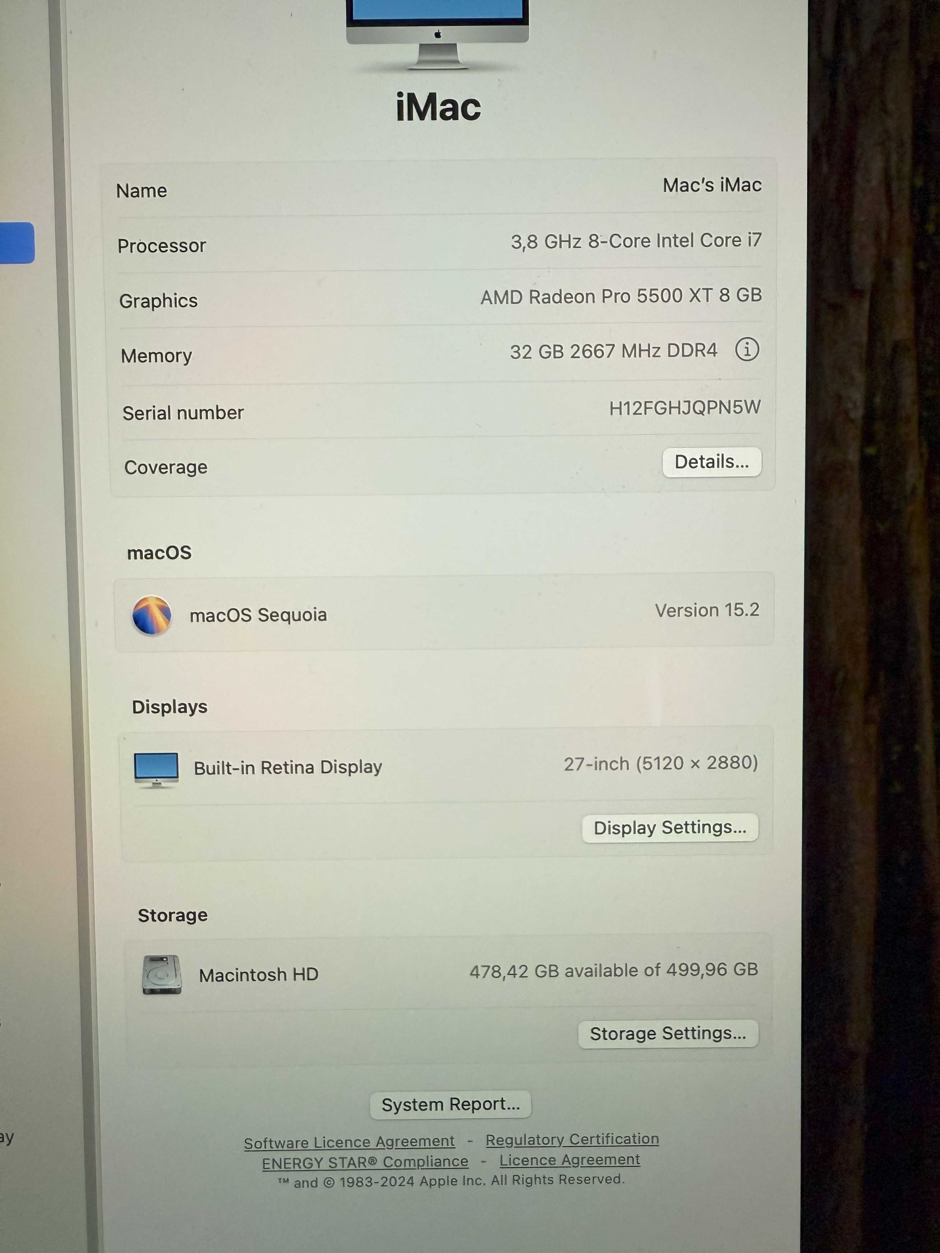 iMac 27'' 2020 Retina 5k