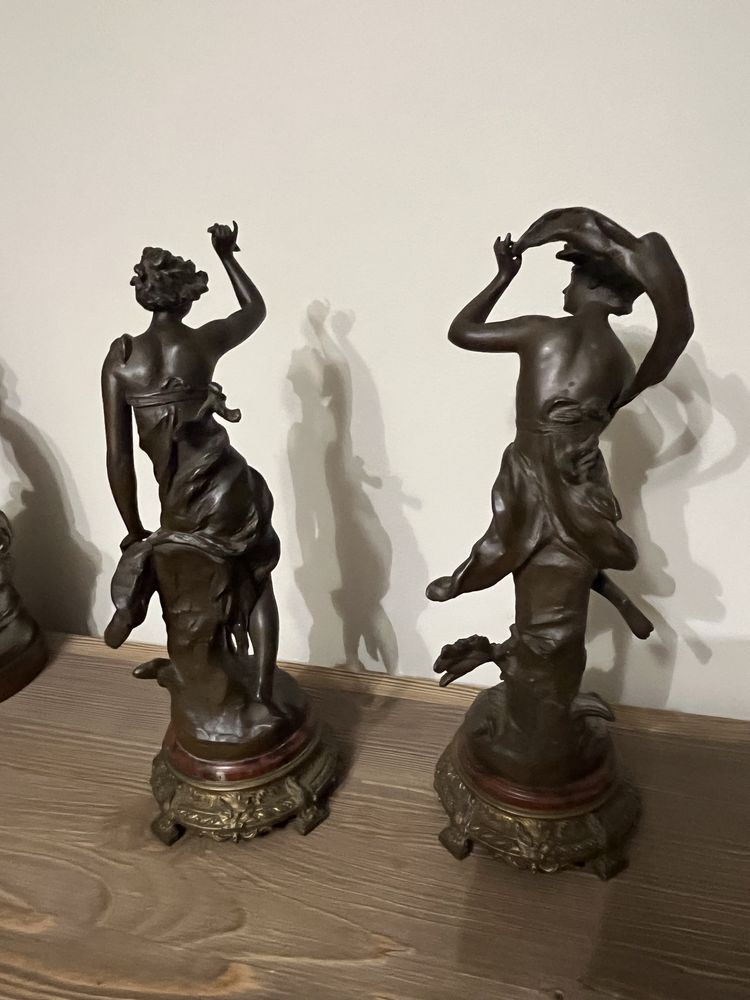Figury rzeźby odlew sygnowane Ferrand cyna antyk XIX w Francja