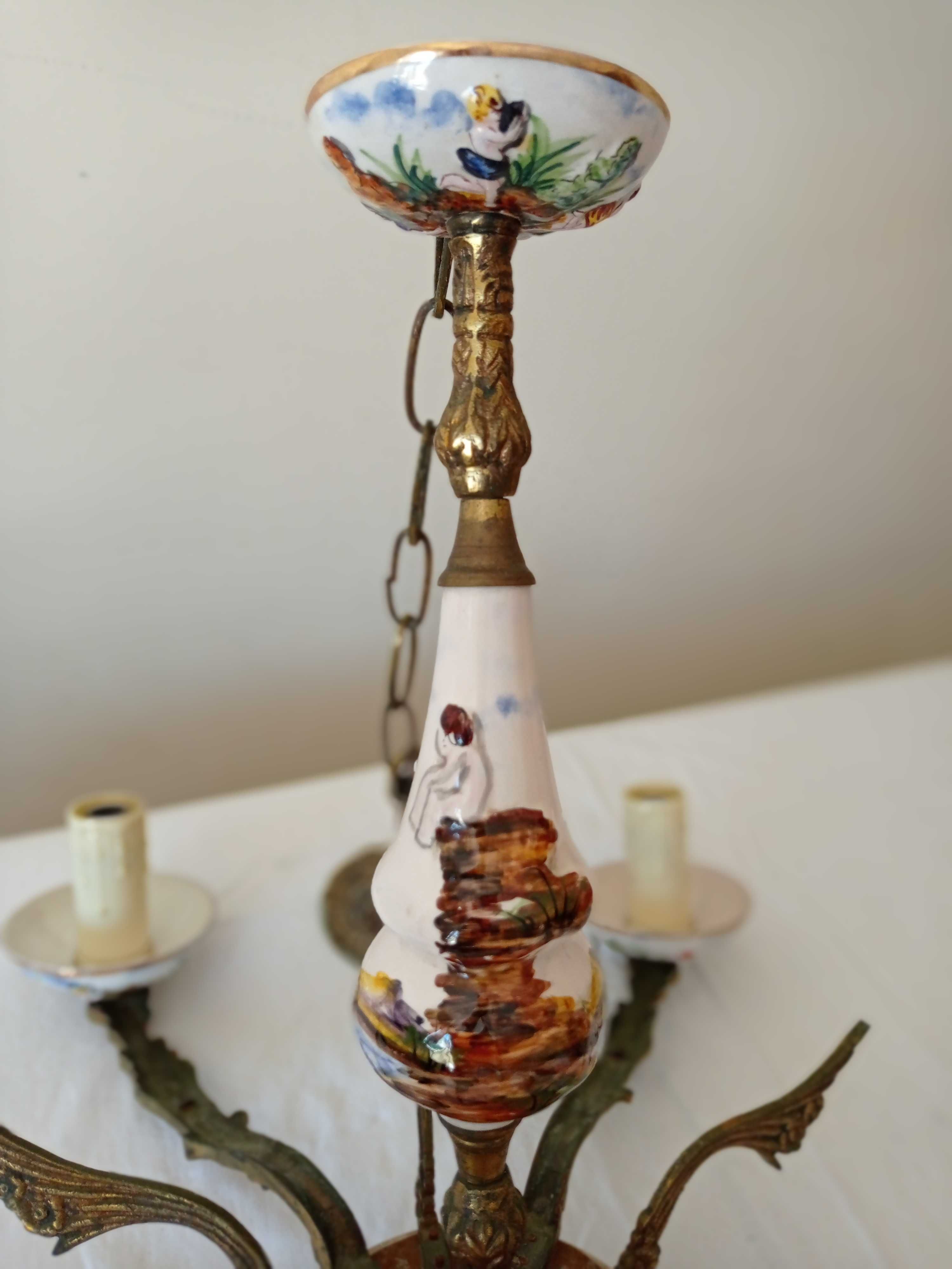 Conjunto de candeeiros de cabeceira e teto em porcelana (antigos)