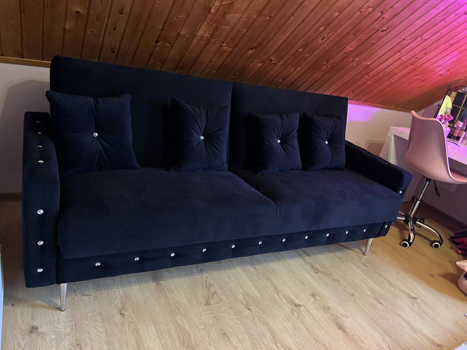Sofa rozkladana welurowa wymiary 212 cm, spanie 190x116