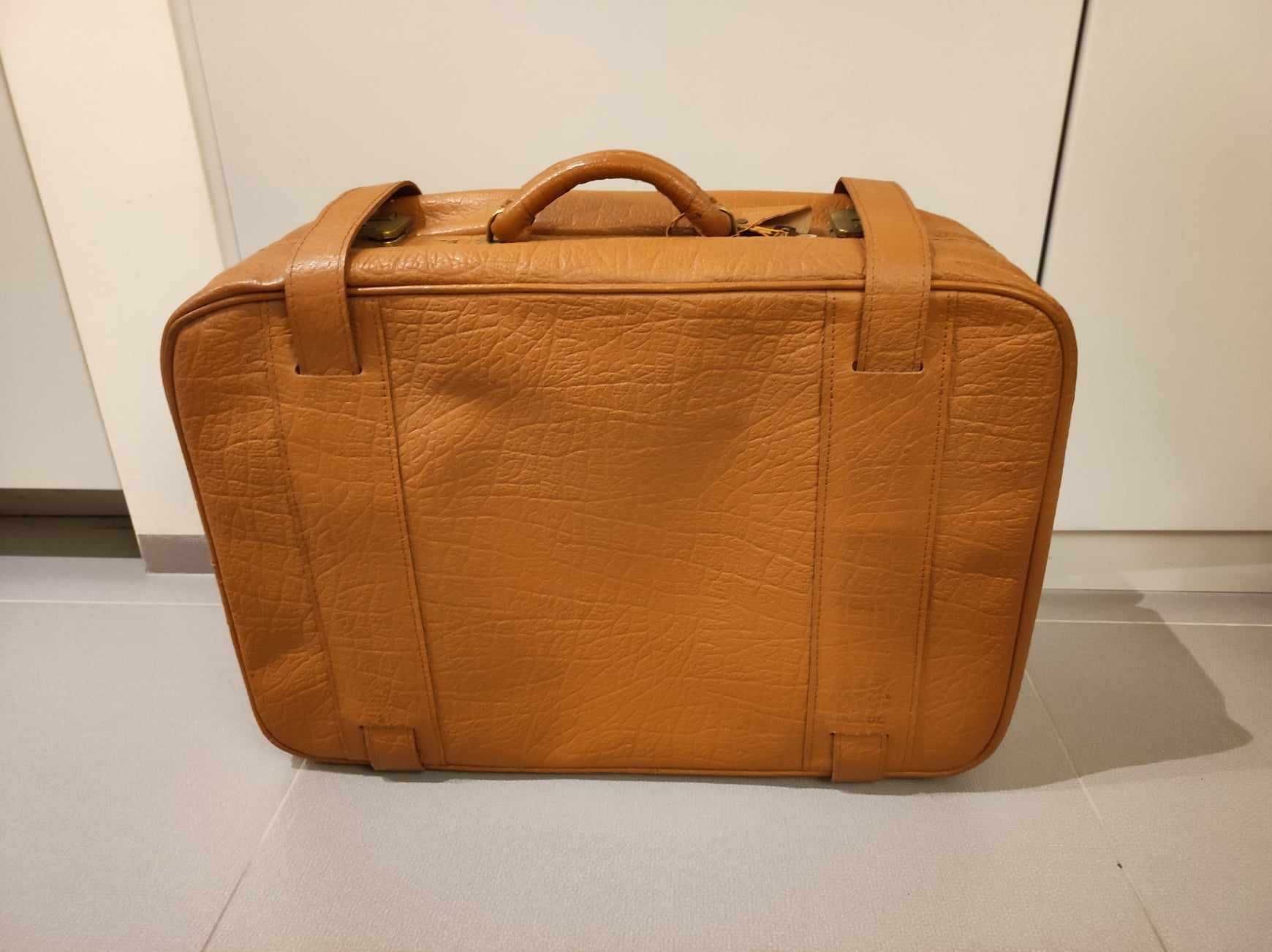 Retro walizka torba PRL jasny brąz