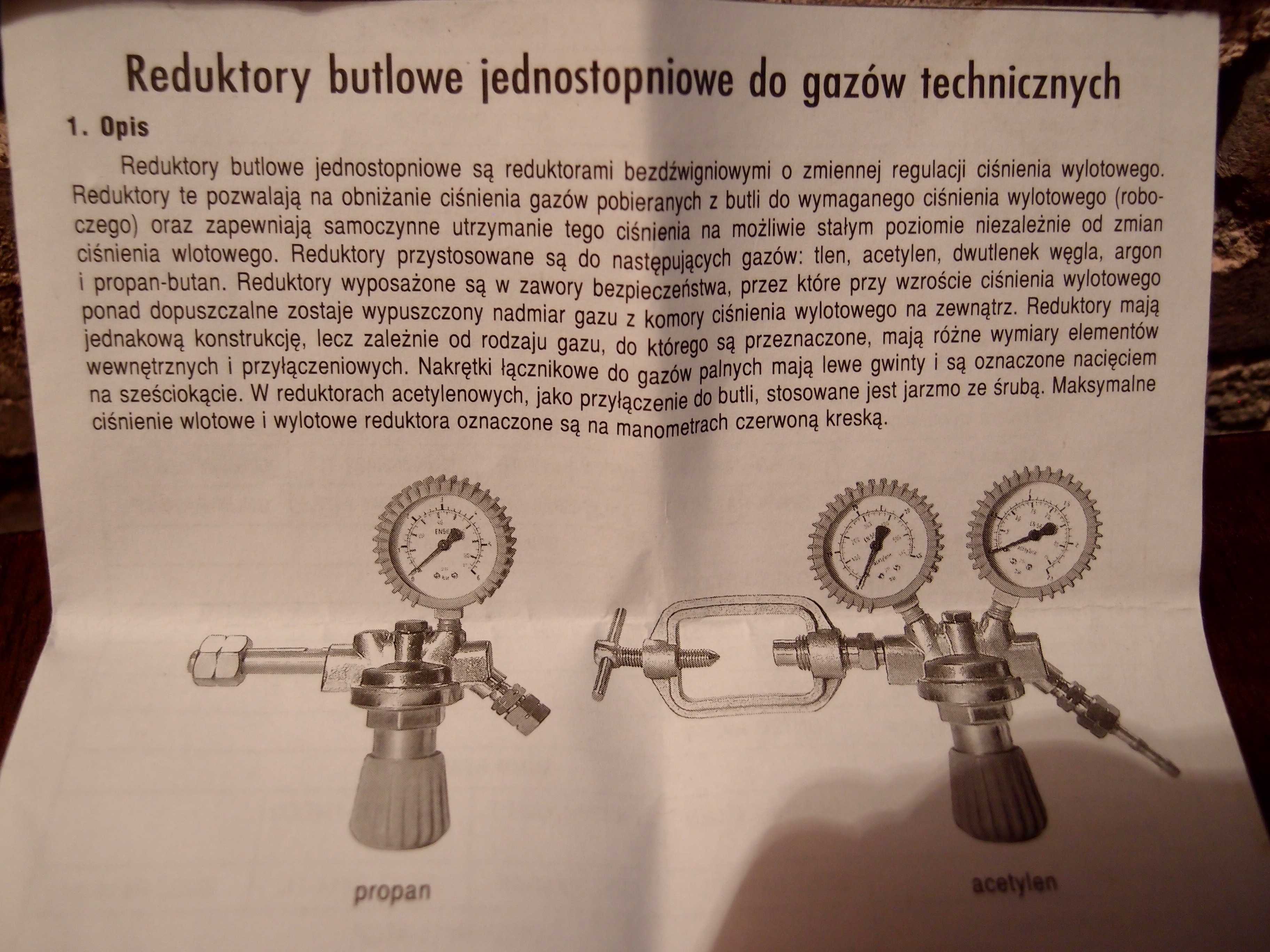 Reduktor propanowy butlowy jednostopniowy do gazów technicznych