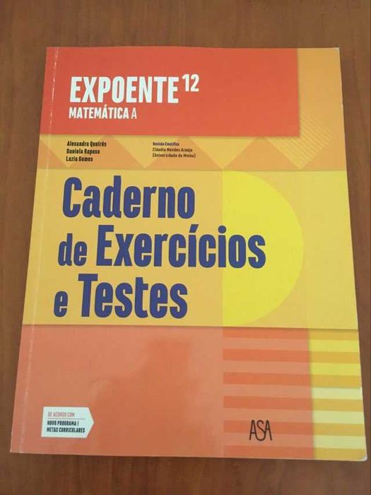 Caderno de atividades de matemática A "Expoente 12" para o 12º