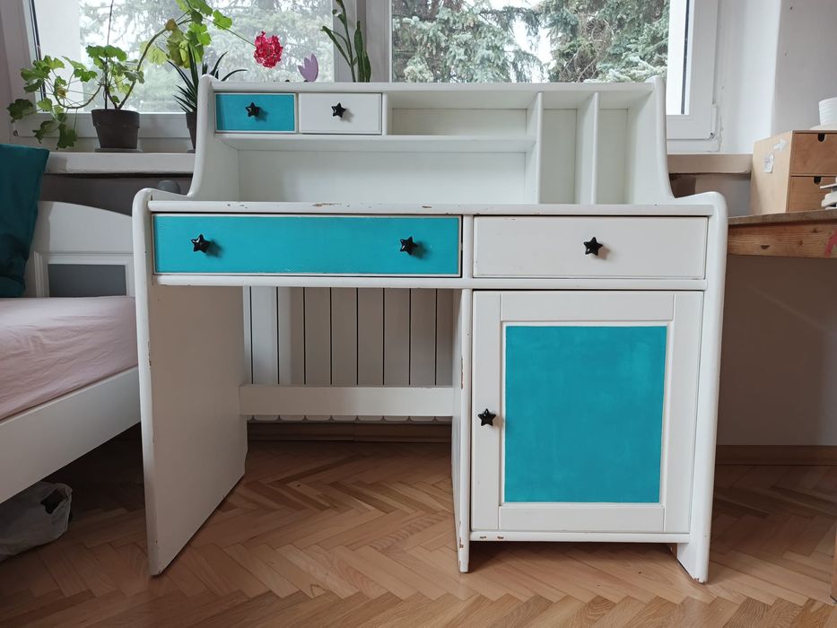 Biurko z nadstawką drewniane