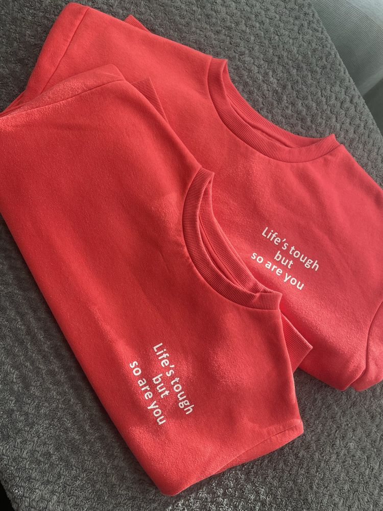 Bluzy dla przyjaciółek XS i M Sinsay matching różowe