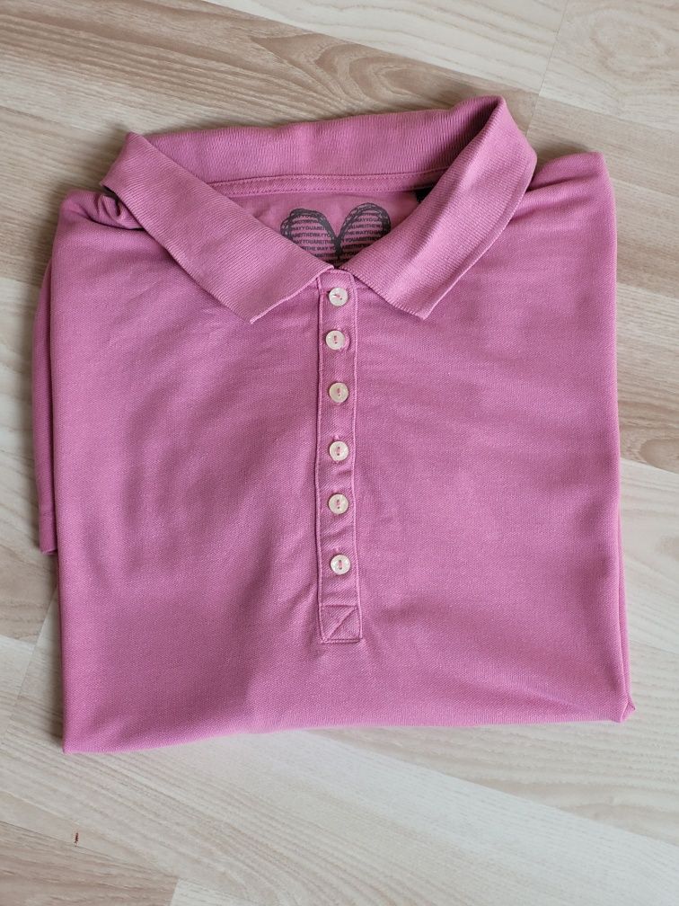 Bluzka męska z kołnierzykiem Polo 54-56 XXL różowa t-shirt krótki ręka