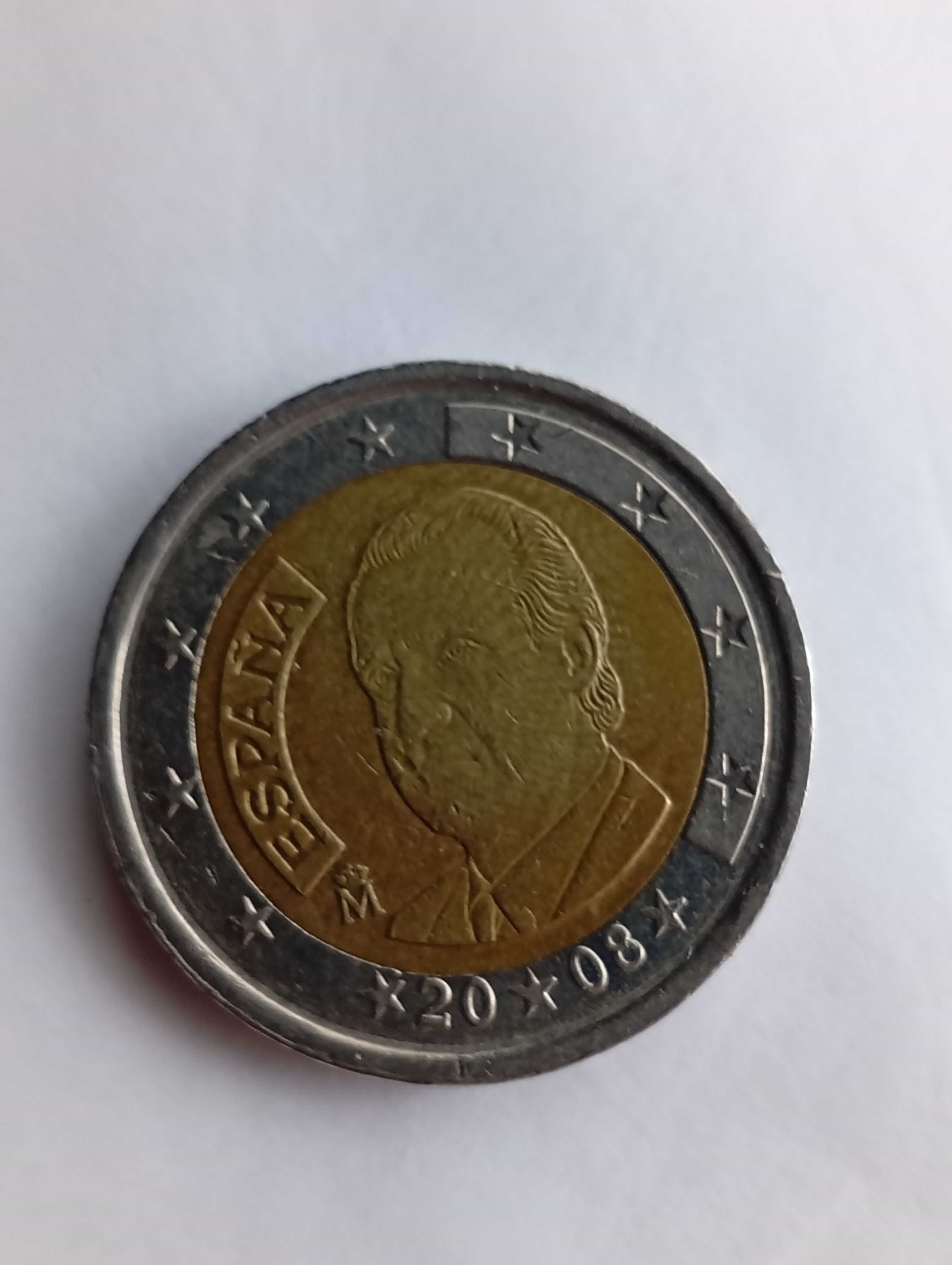 Moeda espanhola, 2 €, 2008, com defeitos